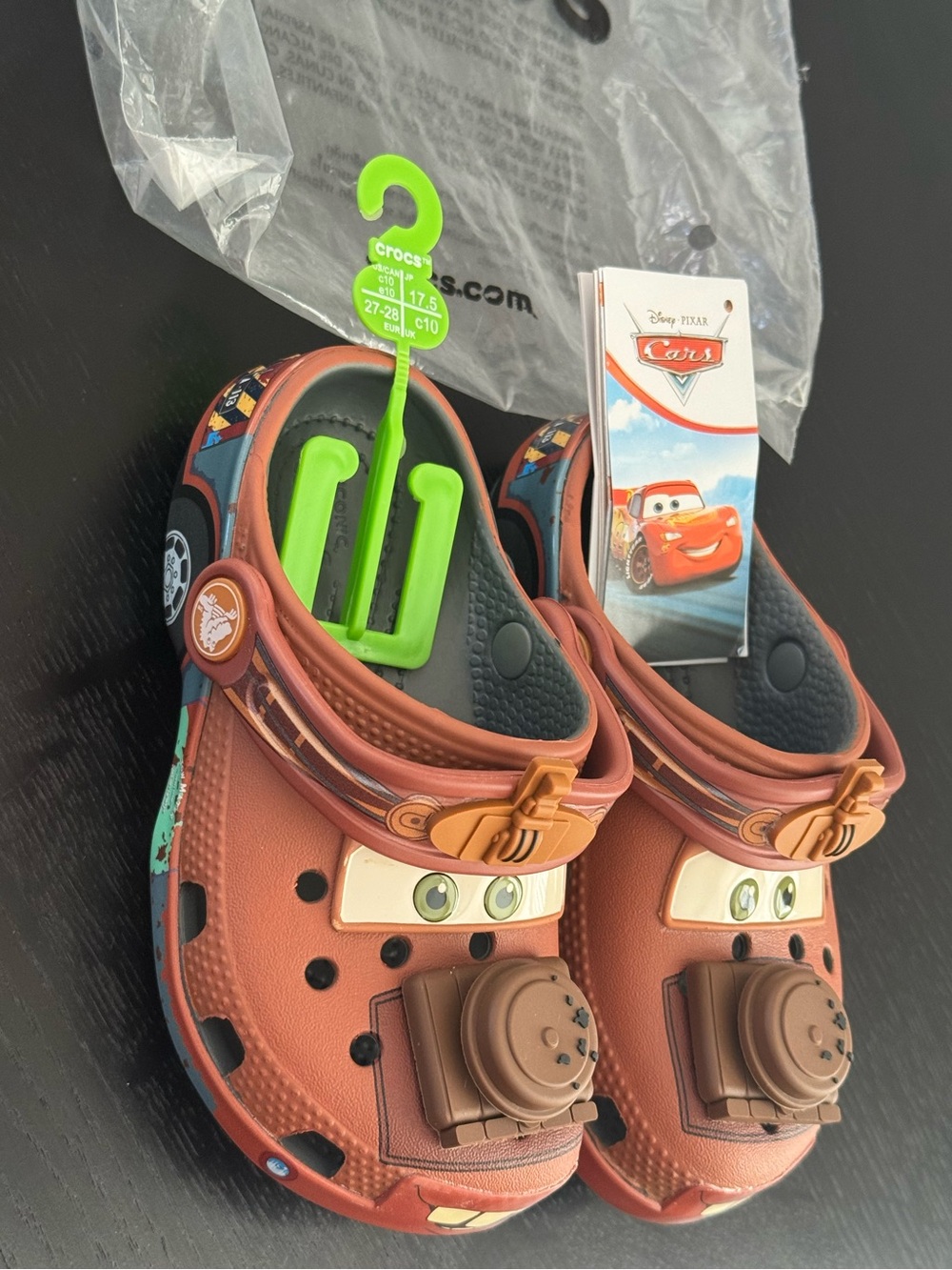 NWT Crocs Disney Cars Tow Mater Brown Clogs Toddler 10 - Picture 2 of 7